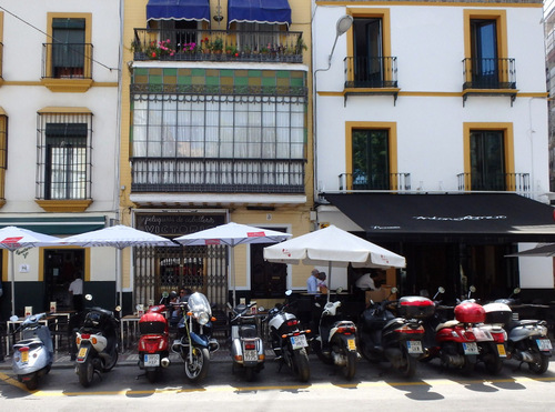 the motor bikes seem a little bigger than the scooters typical of Italy.